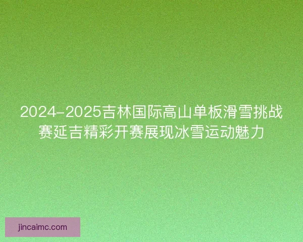 2024-2025吉林国际高山单板滑雪挑战赛延吉精彩开赛展现冰雪运动魅力 2024-2025吉林国际高山单板滑雪挑战赛延吉精彩开赛展现冰雪运动魅力
