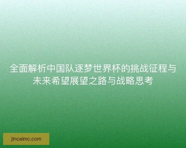 全面解析中国队逐梦世界杯的挑战征程与未来希望展望之路与战略思考 全面解析中国队逐梦世界杯的挑战征程与未来希望展望之路与战略思考